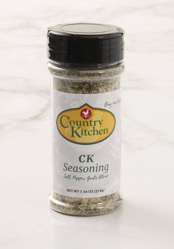 A bottle of CK Seasoning blend on a white background